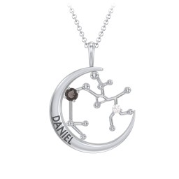Engravable Sagittarius Constellation Necklace With Gemstone
