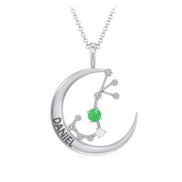Engravable Scorpio Constellation Necklace With Gemstone