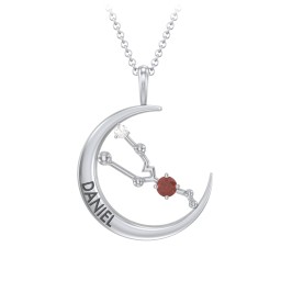 Engravable Taurus Constellation Necklace With Gemstone