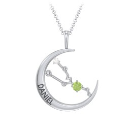 Engravable Taurus Constellation Necklace With Gemstone