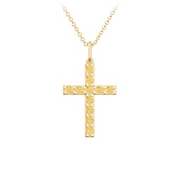 Medium Gemstone Cross Pendant in 18K Gold Plated Silver with Citrine