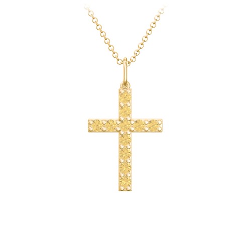 Medium Gemstone Cross Pendant – 18K Gold Plated Silver with Citrine