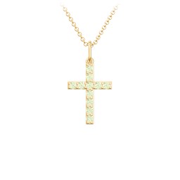 Small Gemstone Cross Pendant in 18K Gold Plated Silver