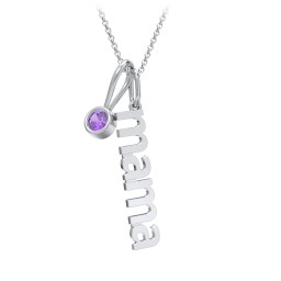 Modern Mama Necklace with Birthstone Charm in 925 Sterling Silver with Amethyst