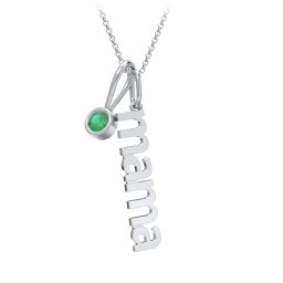 Modern Mama Necklace with Birthstone Charm in 925 Sterling Silver with Emerald