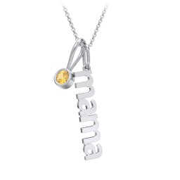 Modern Mama Necklace with Birthstone Charm in 925 Sterling Silver with Citrine