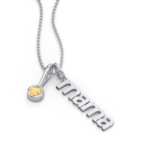 Modern Mama Necklace with Birthstone Charm – Sterling Silver with Citrine