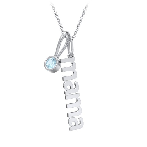 Modern Mama Necklace with Birthstone Charm – Sterling Silver with Blue Topaz