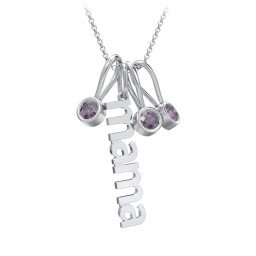 Modern Mama Necklace with 3 Birthstone Charms in 925 Sterling Silver with Alexandrite