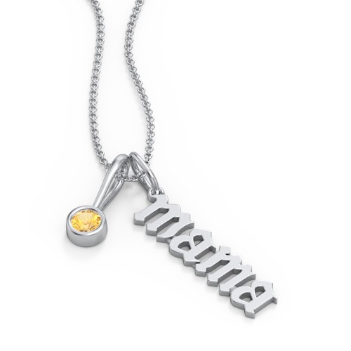 Gothic Mama Necklace with Birthstone Charm – Sterling Silver with Citrine
