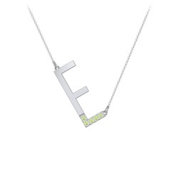 Asymmetrical Initial Necklace with Accent Stones - E