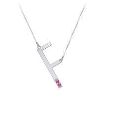 Asymmetrical Initial Necklace with Accent Stones - F