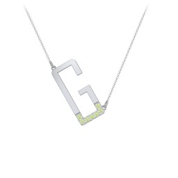 Asymmetrical Initial Necklace with Accent Stones - G