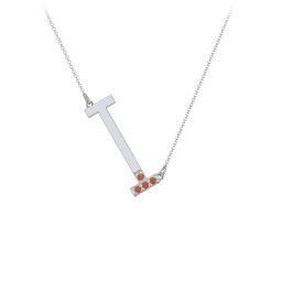 Asymmetrical Initial Necklace with Accent Stones - I