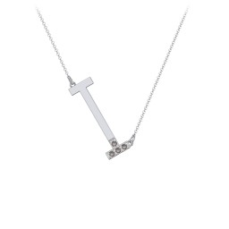 Asymmetrical Initial Necklace with Accent Stones - I