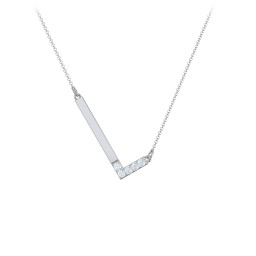 Asymmetrical Initial Necklace with Accent Stones - L