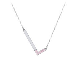 Asymmetrical Initial Necklace with Accent Stones - L