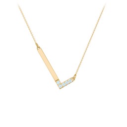 Asymmetrical Initial Necklace with Accent Stones - L in 18K Gold Plated Silver with Blue Topaz