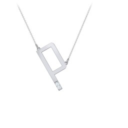 Asymmetrical Initial Necklace with Accent Stones - P