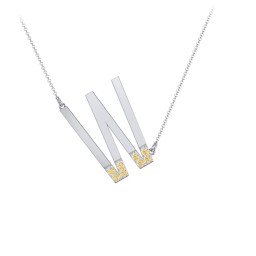Asymmetrical Initial Necklace with Accent Stones - W