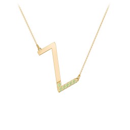 Asymmetrical Initial Necklace with Accent Stones - Z in 18K Gold Plated Silver with Peridot