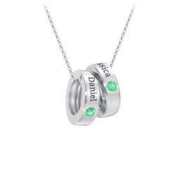 Engravable Gemstone Stacking Ring Charm Necklace - 2