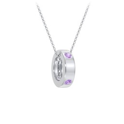 Multi-Gemstone Stacking Ring Charm Necklace - 1 in 925 Sterling Silver with Amethyst