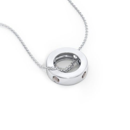 Multi-Gemstone Stacking Ring Charm Necklace - 1 – Sterling Silver with Smokey Quartz