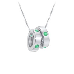 Multi-Gemstone Stacking Ring Charm Necklace - 2 in 925 Sterling Silver with Emerald