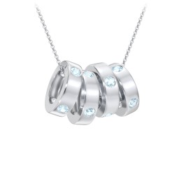 Multi-Gemstone Stacking Ring Charm Necklace - 4 in 925 Sterling Silver with Blue Topaz