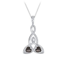 Celtic Motherhood Knot Birthstone Necklace in 925 Sterling Silver with Smokey Quartz