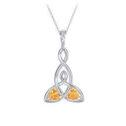 Celtic Motherhood Knot Birthstone Necklace in 925 Sterling Silver with Citrine