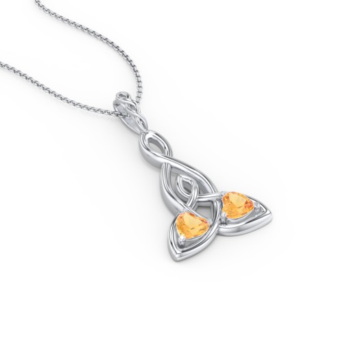 Celtic Motherhood Knot Birthstone Necklace – Sterling Silver with Citrine