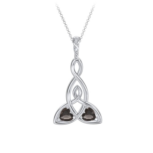 Celtic Motherhood Knot Birthstone Necklace – Sterling Silver with Smokey Quartz