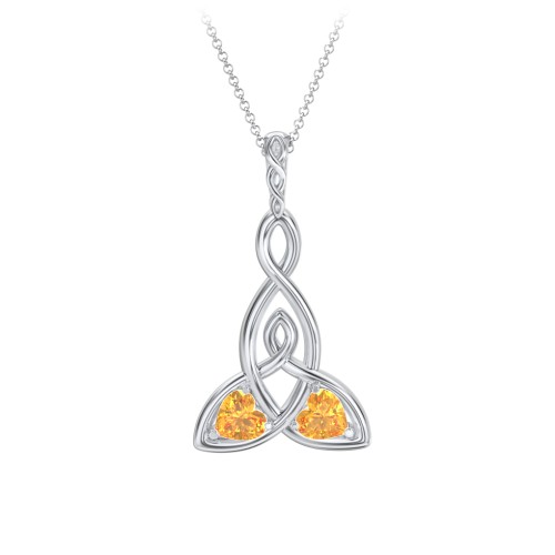 Celtic Motherhood Knot Birthstone Necklace – Sterling Silver with Citrine