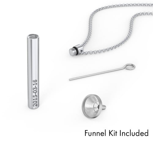 Engravable 3D Cylinder Urn Necklace in Stainless Steel