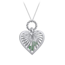Radiant Caged Heart Necklace with 1-6 Birthstones