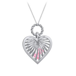 Radiant Caged Heart Necklace with 1-6 Birthstones