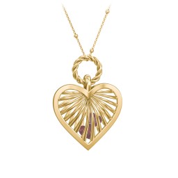 Radiant Caged Heart Necklace with 1-6 Birthstones in 18K Gold Plated Silver with Garnet