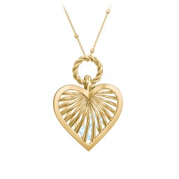 Radiant Caged Heart Necklace with 1-6 Birthstones in 18K Gold Plated Silver with Aquamarine