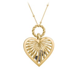 Radiant Caged Heart Necklace with 1-6 Birthstones in 18K Gold Plated Silver with Smokey Quartz