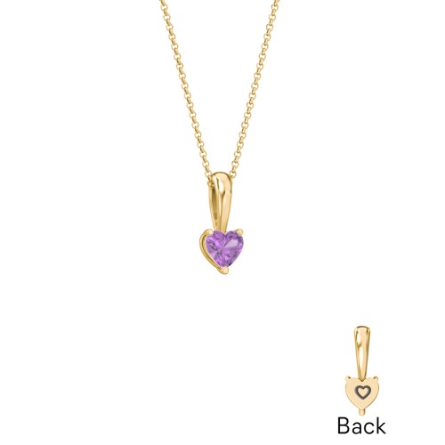 Engravable Generations Stacking Hearts Pendant - 1 – 18K Gold Plated Silver with Amethyst