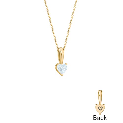 Engravable Generations Stacking Hearts Pendant - 1 – 18K Gold Plated Silver with Aquamarine
