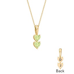 Engravable Generations Stacking Hearts Pendant - 2 in 18K Gold Plated Silver with Peridot
