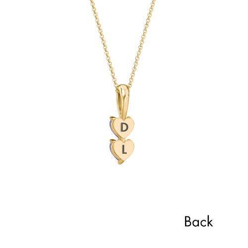 Engravable Generations Stacking Hearts Pendant - 2 – 18K Gold Plated Silver with Amethyst