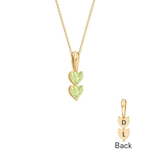 Engravable Generations Stacking Hearts Pendant - 2 – 18K Gold Plated Silver with Peridot