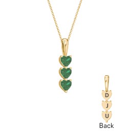 Engravable Generations Stacking Hearts Pendant - 3 in 18K Gold Plated Silver with Emerald