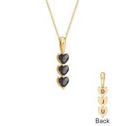 Engravable Generations Stacking Hearts Pendant - 3 in 18K Gold Plated Silver with Smokey Quartz