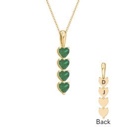 Engravable Generations Stacking Hearts Pendant - 4 in 18K Gold Plated Silver with Emerald