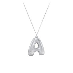 Custom Bubble Initial Necklace with Birthstone